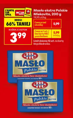 Masło ekstra Polskie Mlekovita promocja w Biedronka