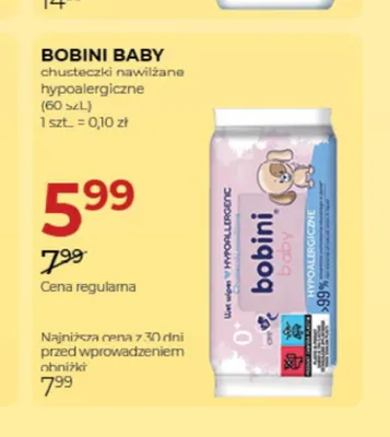 Chusteczki nawilżane hypoalergiczne Bobini Baby promocja w Drogerie Jawa