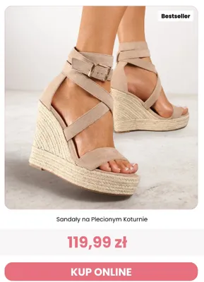 Sandały na plecionym koturnie Renee promocja w Renee
