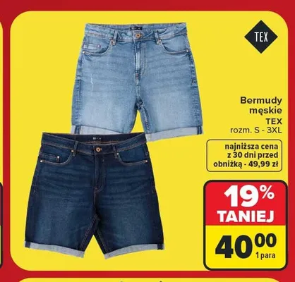 Bermudy męskie TEX promocja w Carrefour