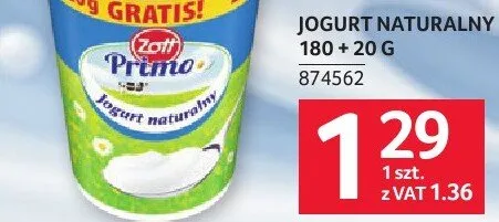 Jogurt naturalny Zott Primo 874562 promocja w Selgros