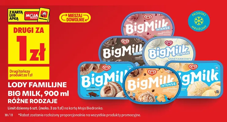 Lody familijne 900 ml różne rodzaje promocja w Biedronka