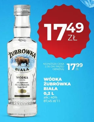 Wódka Żubrówka biała promocja w Duży Ben