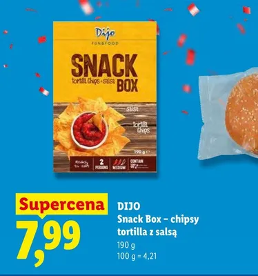 Snack Box - chipsy tortilla z salsą Dijo promocja w Lidl