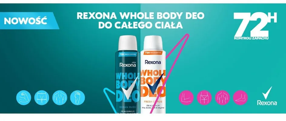 Dezodorant Rexona Whole Body Deo Men Ocean Rush 0% Aluminium promocja w Rossmann