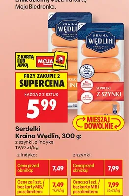 Serdelki z szynki Kraina Wędlin promocja w Biedronka