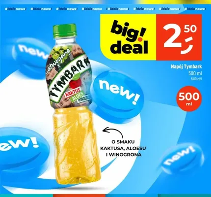Napój Tymbark Łatwogang o smaku kaktusa aloesu i winogrona promocja w Dealz