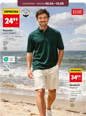 Spodenki męskie Clevé promocja w Biedronka