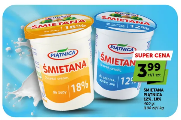 Śmietana Piątnica 12% promocja w Euro Sklep