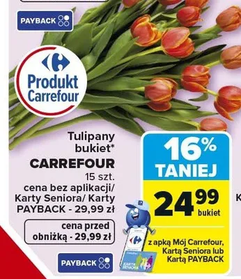 Tulipany bukiet promocja w Carrefour Market