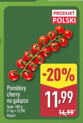 Pomidory cherry na gałązce promocja w Aldi