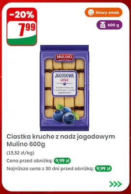 Ciastka kruche z nadzieniem jabłkowo-jagodowym Eco+ promocja w Dino