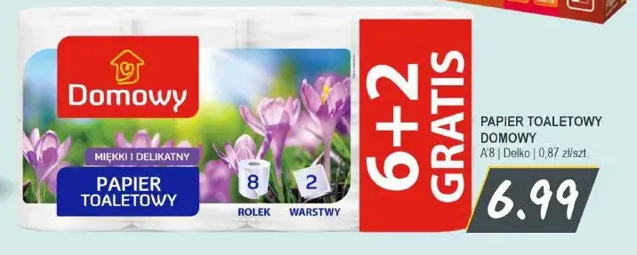 Papier toaletowy Domowy 8-pak promocja w Słoneczko