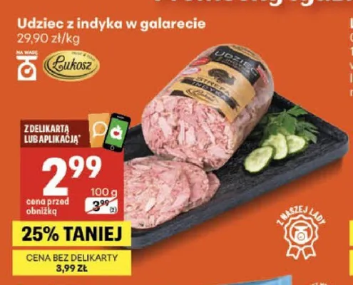 Udziec z indyka w galarecie Łukosz promocja w Delikatesy Centrum