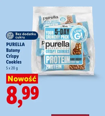 Batony Purella Crispy Cookies Protein 5-pak promocja w Lidl