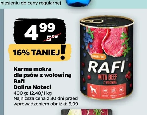 Karma mokra dla psów z wołowiną Rafi Dolina Noteci promocja w Netto