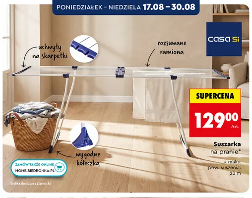 Suszarka na pranie Casa Si promocja w Biedronka
