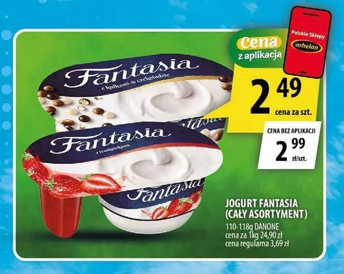 Jogurt Fantasia z kulkami w czekoladzie Danone promocja w Arhelan