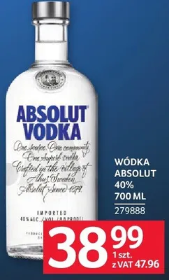 Wódka Absolut 40% 700 ml promocja w Selgros