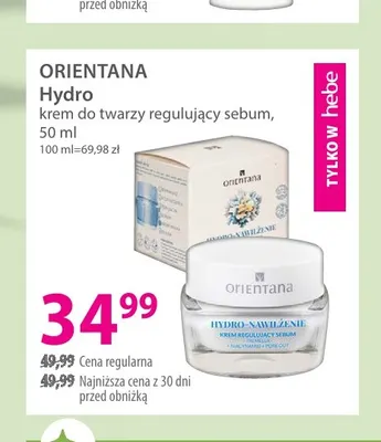 Hydro krem do twarzy regulujący sebum Orientana promocja w Hebe