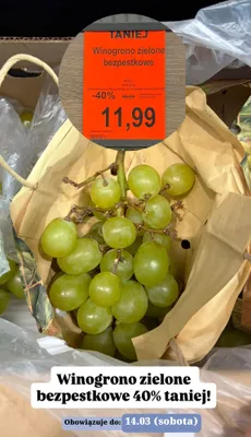 Winogrono zielone bezpestkowe promocja w Aldi