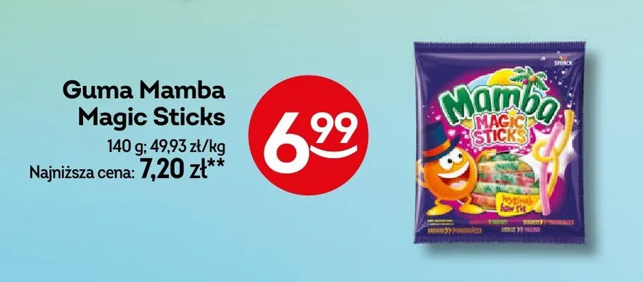 Guma rozpuszczalna Mamba Magic Sticks promocja w Żabka
