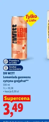 Lemoniada gazowana cytryna-grejpfrut Dr Witt promocja w Lidl
