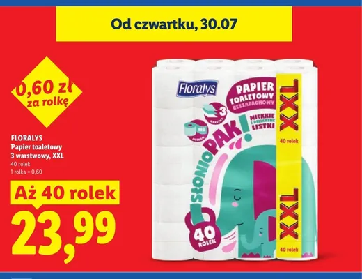 Papier toaletowy Floralys 3-warstwowy XXL promocja w Lidl