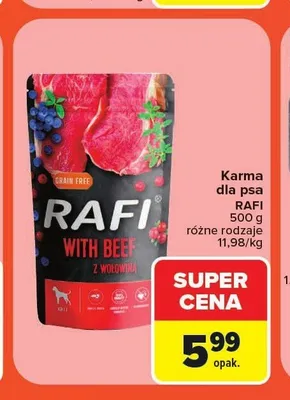 Karma dla psa Rafi z wołowiną promocja w Carrefour Market