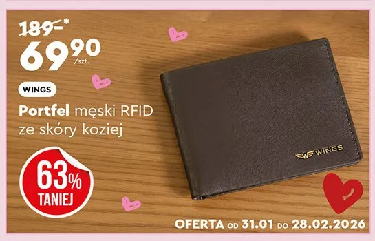 Portfel męski RFID ze skóry koziej promocja w Biedronka Home