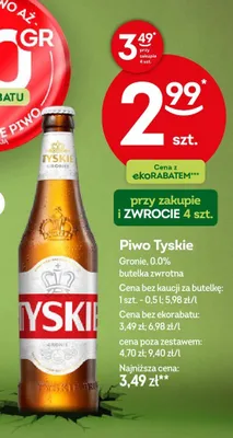 Piwo Tyskie Gronie 0.0% butelka zwrotna promocja w Żabka