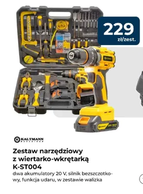 Zestaw narzędziowy z wiertarko-wkrętarką Kaltmann promocja w PSB Mrówka