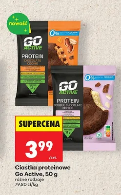 Ciastko proteinowe Go Active Double Chocolate Cookie promocja w Biedronka