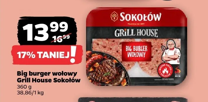Big burger wołowy Grill House Sokołów promocja w Netto
