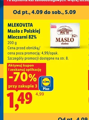 Masło ekstra z Polskiej Mleczarni promocja w Lidl