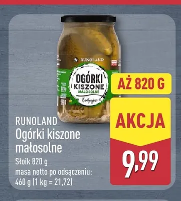 Ogórki kiszone małosolne Runoland promocja w Aldi