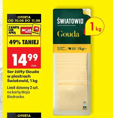 Ser żółty Gouda Światowid promocja w Biedronka