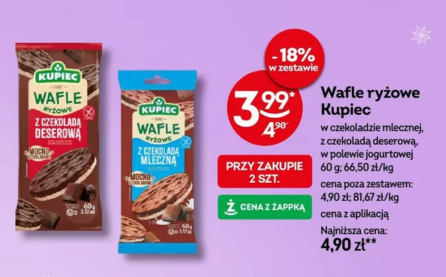 Wafle ryżowe z czekoladą deserową promocja w Żabka
