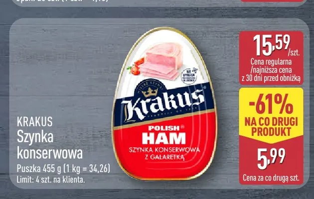 Szynka konserwowa z galaretką Krakus promocja w Aldi
