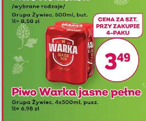 Piwo Warka 4-pak promocja w Bliski