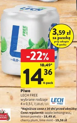 Piwo Lech Free wybrane rodzaje 4x0,5l promocja w Intermarche