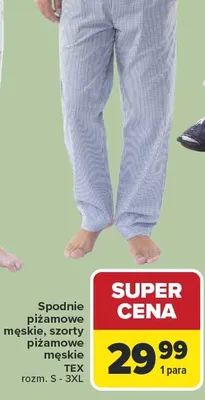 Spodnie piżamowe męskie, szorty piżamowe TEX promocja w Carrefour