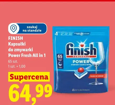 Kapsułki do zmywarki Power Fresh All in 1 Finish promocja w Lidl