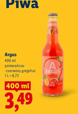 Piwo smakowe Argus pomarańcza-czerwony grejpfrut promocja w Lidl