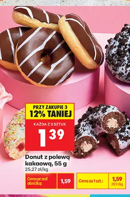 Donut z polewą kakaową promocja w Biedronka