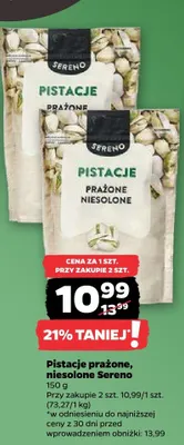 Pistacje prażone, niesolone Sereno promocja w Netto