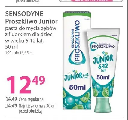 Pasta do zębów dla dzieci Sensodyne Proszkliwo Junior promocja w Hebe
