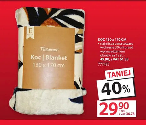 Koc Florence 130x170 cm Essex promocja w Selgros