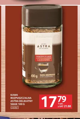 Kawa rozpuszczalna Astra Delikatny Smak promocja w Selgros