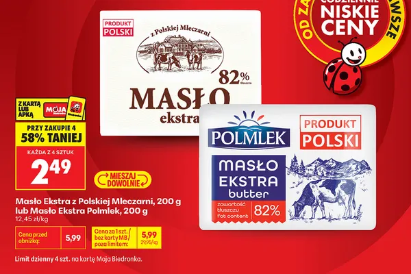 Masło Ekstra Polmlek promocja w Biedronka